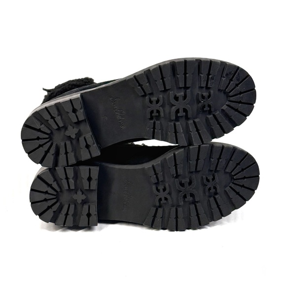 New SAM EDELMAN Tenlee Shearling Leather Lace Up Hiking Boots Black 7 - Picture 7 of 8